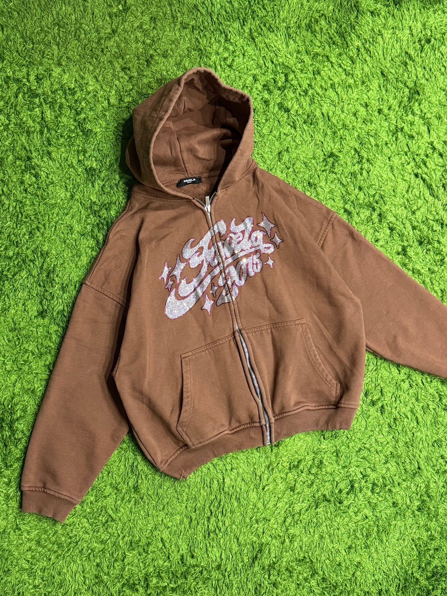 Bluza rozpinana brązowa Favela zip up hoodie y2k