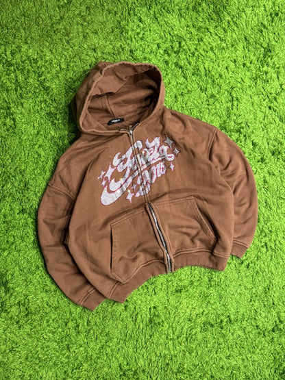 Bluza rozpinana brązowa Favela zip up hoodie y2k