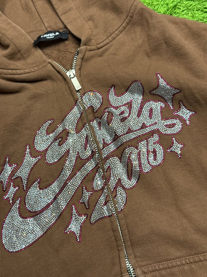 Bluza rozpinana brązowa Favela zip up hoodie y2k