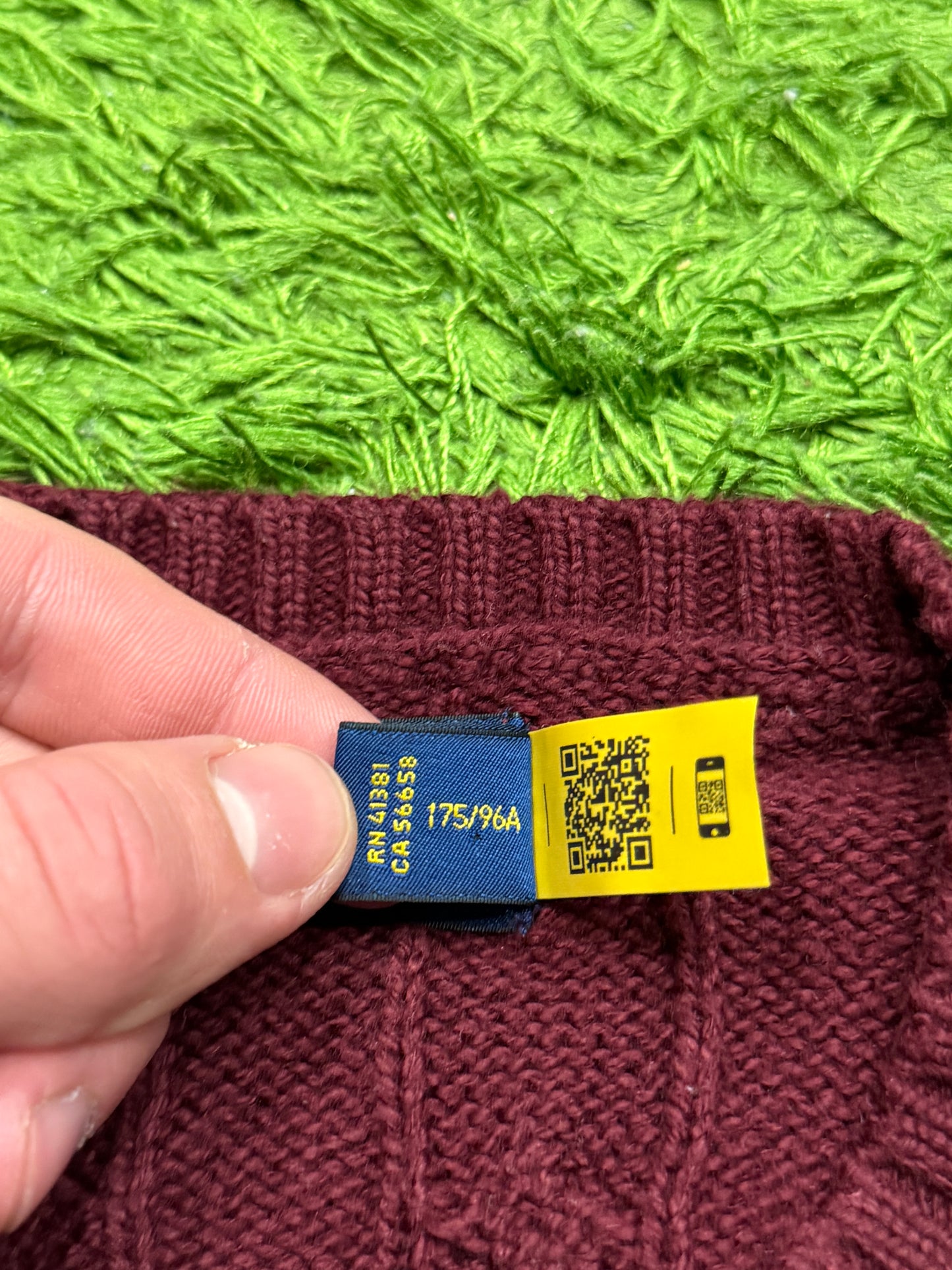 Sweter bordowy warkocz Ralph Lauren Polo old money