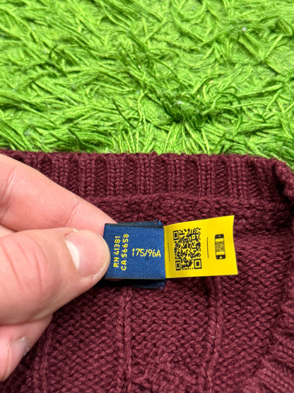 Sweter bordowy warkocz Ralph Lauren Polo old money